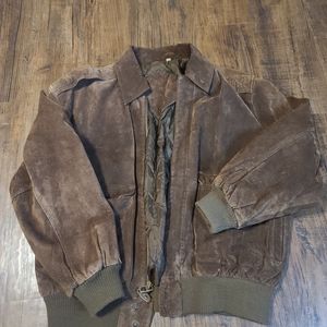 Genuine brown leather women's small full zip jacket